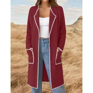 ZESICA Women's Stylish Long Cardigan with Pockets