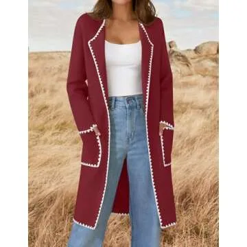 ZESICA Women's Stylish Long Cardigan with Pockets