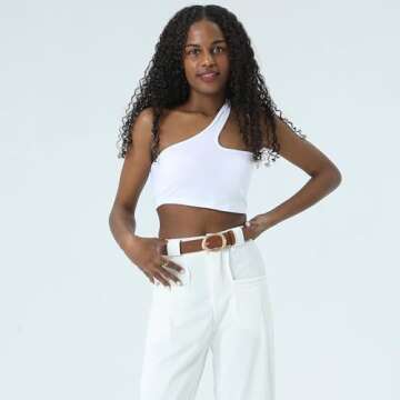 Earnda Brown Leather Belts for Women Casual Fashion Waist Belt with Liquid Shapes Gold Buckle for Je...