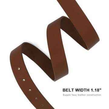 Earnda Brown Leather Belts for Women Casual Fashion Waist Belt with Liquid Shapes Gold Buckle for Jeans Pants Dresses 1.18" Width Large