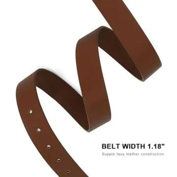 Earnda Brown Leather Belts for Women Casual Fashion Waist Belt with Liquid Shapes Gold Buckle for Jeans Pants Dresses 1.18" Width Large
