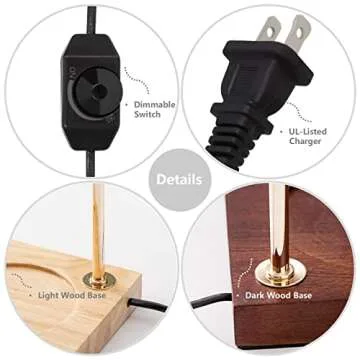 CRD Candle Warmer Lamps, Dimmable Candle Lamp, Top Down Candle Warmers, Wood Base Candle Melting Lamps for Scented Jar Candles with 2 Bulbs (Black Metal Shade)