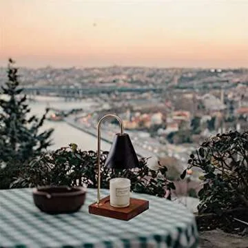 CRD Candle Warmer Lamps, Dimmable Candle Lamp, Top Down Candle Warmers, Wood Base Candle Melting Lamps for Scented Jar Candles with 2 Bulbs (Black Metal Shade)