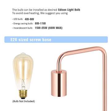 Industrial Nightstand Lamps Set of 2 Rose Gold Design
