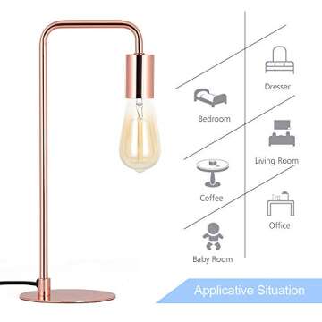 Industrial Nightstand Lamps Set of 2 Rose Gold Design