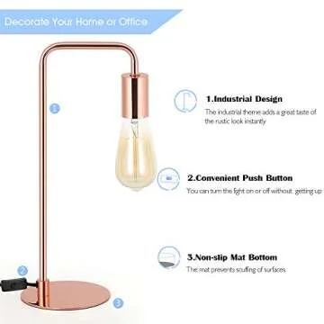 Industrial Nightstand Lamps Set of 2 Rose Gold Design