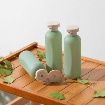 owlyee 6.7oz Travel Shampoo Bottle, Empty Plastic Squeeze Bottles with Flip Cap, 4PCS Lotion Container for Toiletries (200ml, Green)