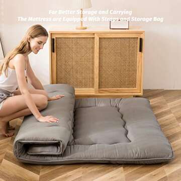 MAXYOYO Japanese Floor Mattress Futon Mattress, Thicken Tatami Mat Sleeping Pad Foldable Roll Up Mat...