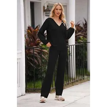 Fixmatti Women’s Cozy 2 Piece Knit Sweatsuit Perfect for All Occasions