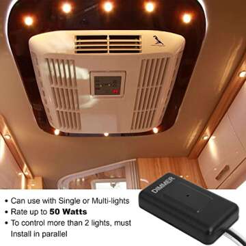 Facon 12Volt Touch Dimmer Switch, 50Watts Max, Use with 12V LED Lights, Incandescent and Halogen Bulbs for RV, Camper, Marine, and Strip Lights