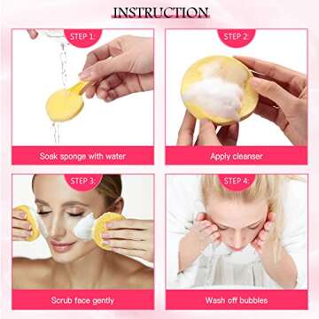 Loyim 120 Pieces Compressed Facial Sponge for Estheticians Face Makeup Removal Cleansing Sponge Pad Exfoliating Spa Wash Round Facial Cleansing Pads Supplies(Pink, Yellow, Blue)