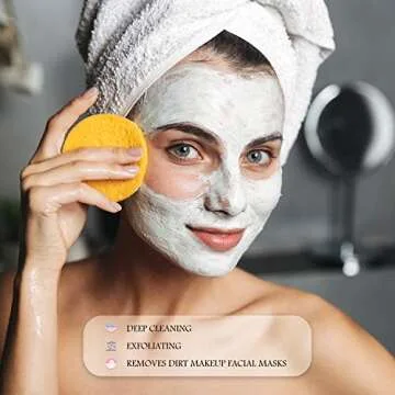 Loyim 120 Pieces Compressed Facial Sponge for Estheticians Face Makeup Removal Cleansing Sponge Pad Exfoliating Spa Wash Round Facial Cleansing Pads Supplies(Pink, Yellow, Blue)