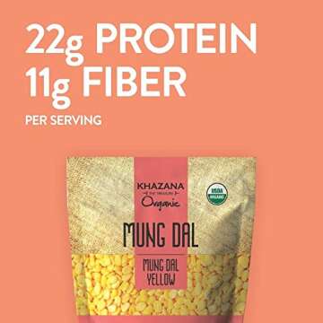 Khazana ORGANIC Mung Dal 2lb - Yellow Petite Split Beans | Non-GMO, Gluten Free & Kosher | Authentic...