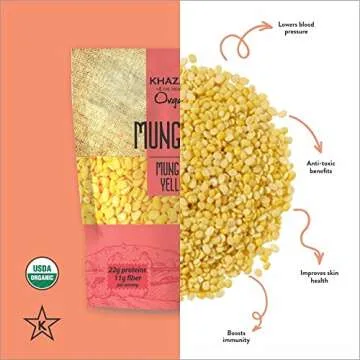 Khazana ORGANIC Mung Dal 2lb - Yellow Petite Split Beans | Non-GMO, Gluten Free & Kosher | Authentic Lentils From India