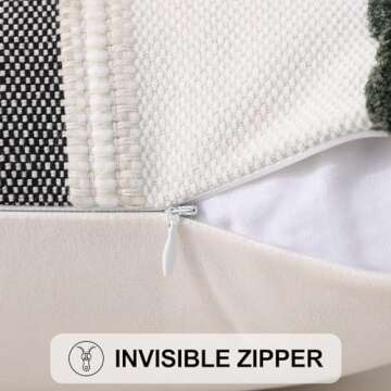 Simmore Boho Decorative Throw Pillow Covers 18x18 Set of 2, Tufted Farmhouse Pillow Covers with Tassels for Cozy Bohemian Couch Sofa Bedroom Home Decor, Green