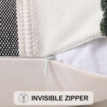 Simmore Boho Decorative Throw Pillow Covers 18x18 Set of 2, Tufted Farmhouse Pillow Covers with Tassels for Cozy Bohemian Couch Sofa Bedroom Home Decor, Green