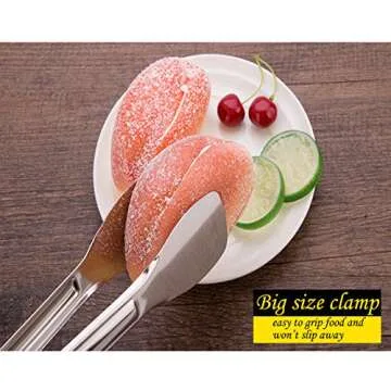 Tenta KitcheKitchen Tongs Stainless Steel Buffet serving utensils Salad BBQ Tongs Heavy Duty Serving Food Tongs for Frying,Cooking,Clipping Toast Bread,Grilling,Pastry, Sandwich,12 Inch （3 Pack）