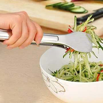 Tenta KitcheKitchen Tongs Stainless Steel Buffet serving utensils Salad BBQ Tongs Heavy Duty Serving Food Tongs for Frying,Cooking,Clipping Toast Bread,Grilling,Pastry, Sandwich,12 Inch （3 Pack）