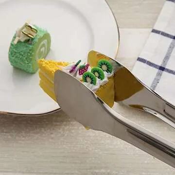 Tenta KitcheKitchen Tongs Stainless Steel Buffet serving utensils Salad BBQ Tongs Heavy Duty Serving Food Tongs for Frying,Cooking,Clipping Toast Bread,Grilling,Pastry, Sandwich,12 Inch （3 Pack）