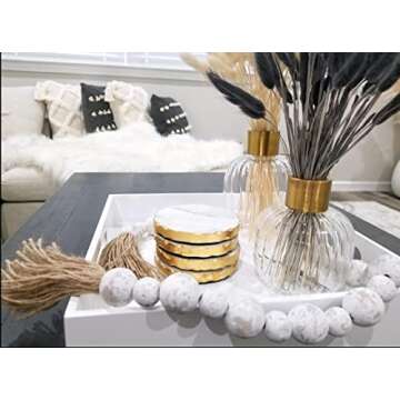GMRS Home White Marble Handmade Coaster-Set of 4 (Round) with Gold Foiling