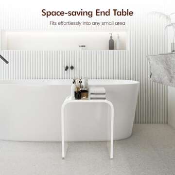 WAHFAY Acrylic End Table Set of 2, Clear Lucite Coffee Table with Waterfall Edges, Contemporary Square Nightstand and Side Table for Small Living Room, Bathroom, Bedroom and Office