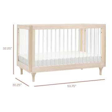 Babyletto Lolly 3-in-1 Convertible Baby Crib With Toddler Bed & Daybed Conversion - Strong, Durable & Easy Assembly - GREENGUARD Gold Certified - 4 Adjustable Mattress Heights - Washed Natural/Acrylic