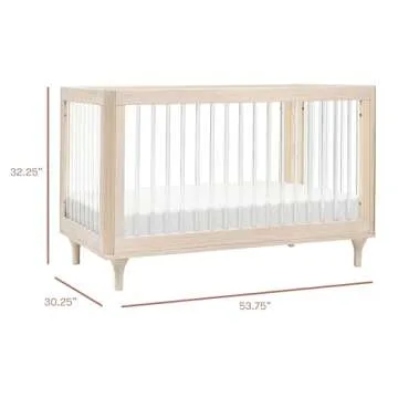 Babyletto Lolly 3-in-1 Convertible Baby Crib With Toddler Bed & Daybed Conversion - Strong, Durable & Easy Assembly - GREENGUARD Gold Certified - 4 Adjustable Mattress Heights - Washed Natural/Acrylic