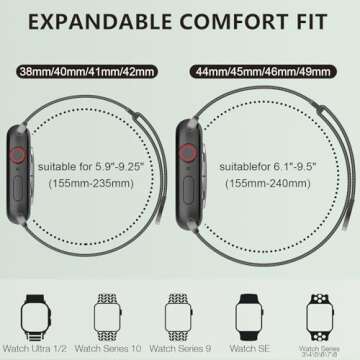 MARGE PLUS Compatible Apple Watch Band Series 10, Ultra 2, SE, Ultra 9 8 7 6 5 4 Women and Men, Stai...