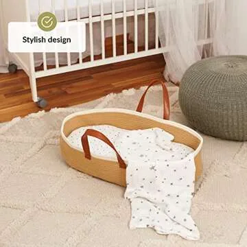 Moses Basket for Easy Diaper Changing & Stylish Travel