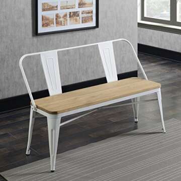 HOMES: Inside + Out White Trevin Industrial Bench,
