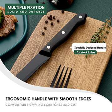 Hiware 48-Piece Matte Black Silverware Set with Steak Knives, Black Flatware Set for 8, Stainless Steel Tableware Cutlery Set, Utensil Sets for Kitchen, Hand Wash Recommended