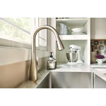 Moen Arbor Spot Resist Stainless One-Handle Pulldown Kitchen Faucet with Sprayer and a Reflex Docking System, Kitchen Sink Faucet Featuring Power Boost for a Faster Clean, 7594SRS