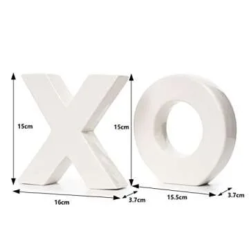 XOXO Vase Set, Two X and O White Flower Vases by Gute - XO Hugs & Kisses Decor Plants Modern Minimalist Art Decorative Centerpiece for Living Room, Bedroom, Kitchen, Office, Love, Wife Gifts 6" H