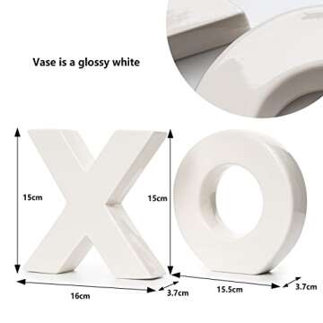 XOXO Vase Set, Two X and O White Flower Vases by Gute - XO Hugs & Kisses Decor Plants Modern Minimalist Art Decorative Centerpiece for Living Room, Bedroom, Kitchen, Office, Love, Wife Gifts 6" H