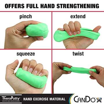 CanDo TheraPutty Standard Hand Exercise Putty For Rehabilitation, Exercises, Hand Therapy, Occupational Therapy, Hand Strengthening, Improve Motor Skills, Stress Relief 4-ounce