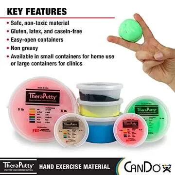 CanDo TheraPutty Standard Hand Exercise Putty For Rehabilitation, Exercises, Hand Therapy, Occupational Therapy, Hand Strengthening, Improve Motor Skills, Stress Relief 4-ounce