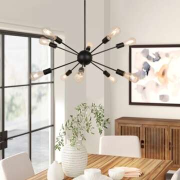 MAXvolador Sputnik Chandeliers 10-Light, Modern Pendant Lighting, Metal Ceiling Light Fixture Adjust...