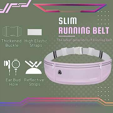 USHAKE Slim Running Belt, Workout Fanny Pack for Men Women,Exercise Waist Pack for Apple iPhone Holder, Runner Belt for Running Walking Cycling Camping Gym Light Purple