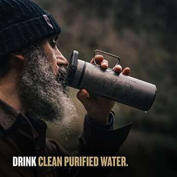 GRAYL UltraPress Titanium Water Purifier Bottle for Travel