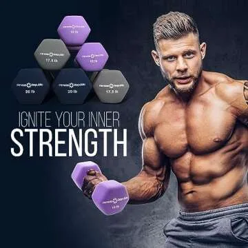 Fitness Republic Neoprene Workout Dumbbells 3 Pairs (15,17.5,20)LB | Non Slip, Anti Roll Exercise & Fitness Dumbbells Combo | Hex Shaped Hand weights for Men & Women | Ideal for Home and Gyms training