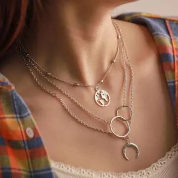 Elegant Bohemian Silver Layered Necklace for Women