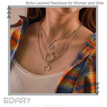 Elegant Bohemian Silver Layered Necklace for Women