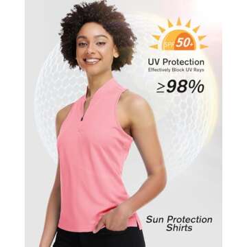 Stylish Women's Sleeveless Golf Shirt with UV Protection