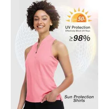Stylish Women's Sleeveless Golf Shirt with UV Protection