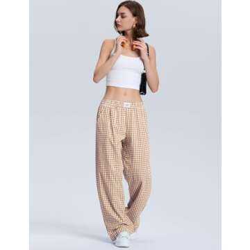 LOMON Womens Boxers Gingham Plaid Comfortable Stylish Pants