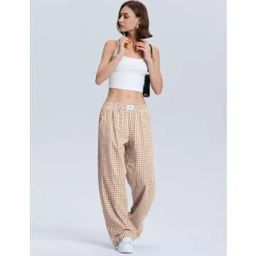 LOMON Womens Boxers Gingham Plaid Comfortable Stylish Pants