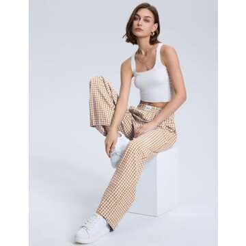 LOMON Womens Boxers Gingham Plaid Comfortable Stylish Pants