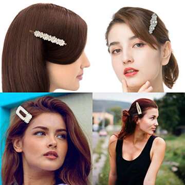 4 Pcs Pearl Hair Clip Snap Barrette Hairpins For Women Girls Hair Styling Tool Accessories Wedding Bridal Valentines Day Gifts