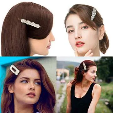 4 Pcs Pearl Hair Clip Snap Barrette Hairpins For Women Girls Hair Styling Tool Accessories Wedding Bridal Valentines Day Gifts