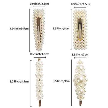 4 Pcs Pearl Hair Clip Snap Barrette Hairpins For Women Girls Hair Styling Tool Accessories Wedding Bridal Valentines Day Gifts